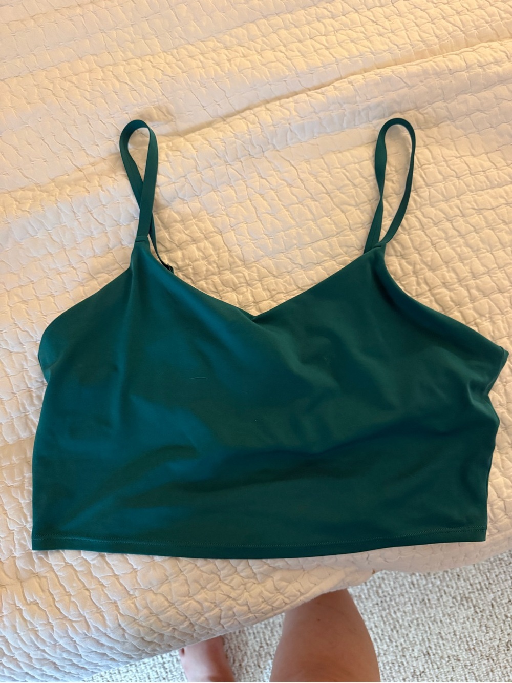 Emerald green yoga cami with built in bra from athleta